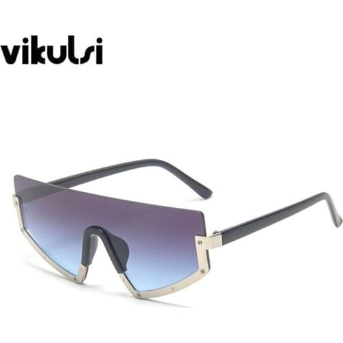 Unisex Gradient Luxury Half Frame one Piece Sunglasses Women Brand Designer Rivet Punk Sun Glasses For Female Men Trend Sunglass