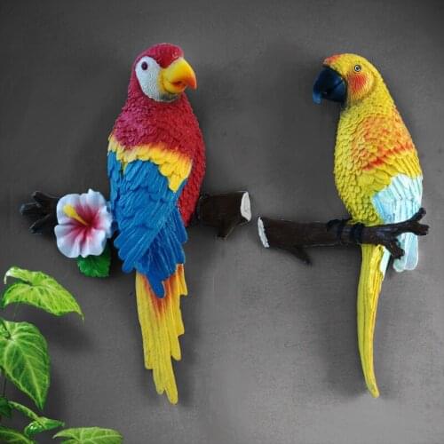 PARROT RESIN STATUES SCULPTURES HOME GARDEN WALL DECORATION CRAFTS TV BLACKGROUND BIRD SHAPE FIGURINE LIVING ROOM HOME ART MURAL