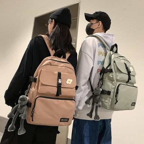 Stylish And Simple Women Waterproof Nylon Backpack Female Large Capacity Travel Bag Solid Color Girl Shoulder Bags Schoolbag New