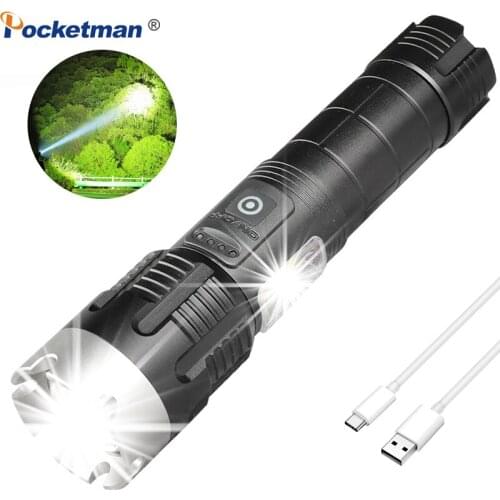 LED Flashlight Rechargeable Zoomable Torch 7modes Super Bright Flashlights Waterproof 18650 Battery for Camping, Hiking, Outdoor