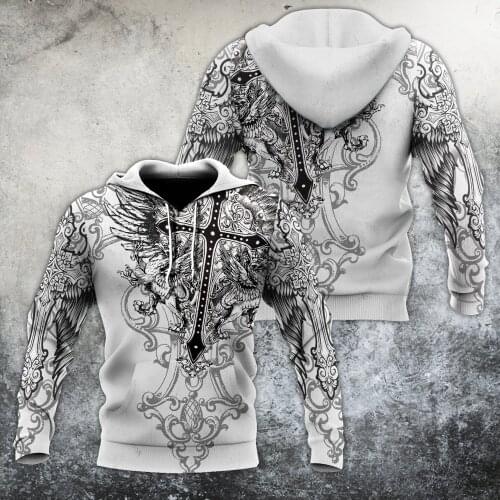 God Jesus Cross Tattoo 3D All Over Printed Hoodie For Man and Women Sweatshirt Zip Pullover Casual Jacket Tracksuit