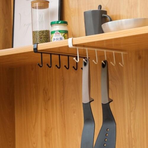 Non-marking nail-free hook cabinet storage rack multi-function row hook wardrobe 6 even hook finishing rack key hanger