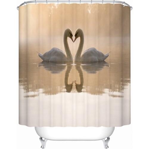 Shower Curtains Bathroom Curtain Two Beautiful Swan In The Lake on The Shower Curtain High-quality Furniture Supplies