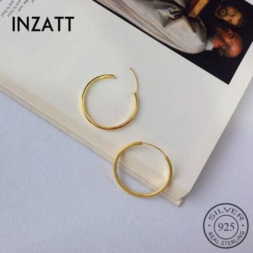 INZATT Real 925 Sterling Silve Geometric Round Hoop Earrings For Fashion Women Party Minimalist Fine Jewelry 2019 Accessories