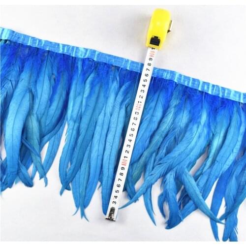 1Meters Rooster Tail Trims Coque Feather Trim Ribbon 10-12"/25-30CM Feathers for Crafts Dress Jewelry Wedding decoration Plumes