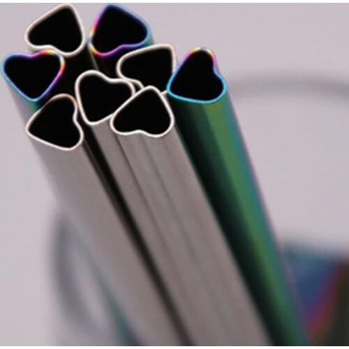 1Pcs 304 Edelstahl Trinken Stroh Herz-frmigen Wiederverwendbare Metall Stroh Set Blase Tee Strohhalme Perle Milchshake Stroh set