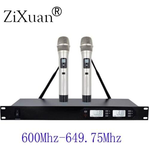 2 channel Wireless microphone system professional UHF channels dynamic microphone professional 2 karaoke microphone