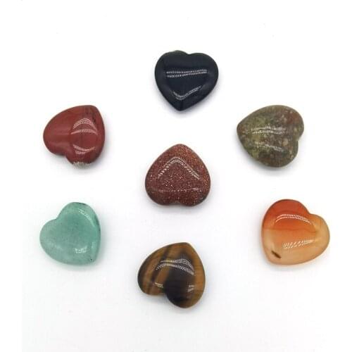 2cm Natural Crystal Seven Chakela Amethyst Heart Shape Quartz gemstone Mineral Healing quartz Collections Decorations Yoga