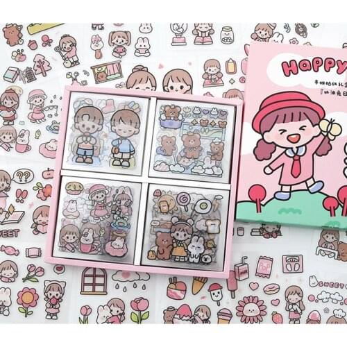 20PCS/100PCS PET Waterproof Stickers Kawaii DIY Diary Daily Planner Scrapbooking School Stationery Supplies Cartoon Kids Gift