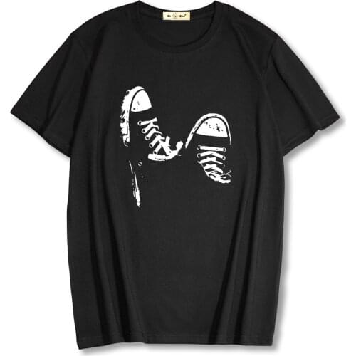 2021 Summer 100% Cotton Mens T-shirt Casual Short Sleeve Skate Shoes Print Men T-shirt Tops High Quality Plus Size Men Clothes