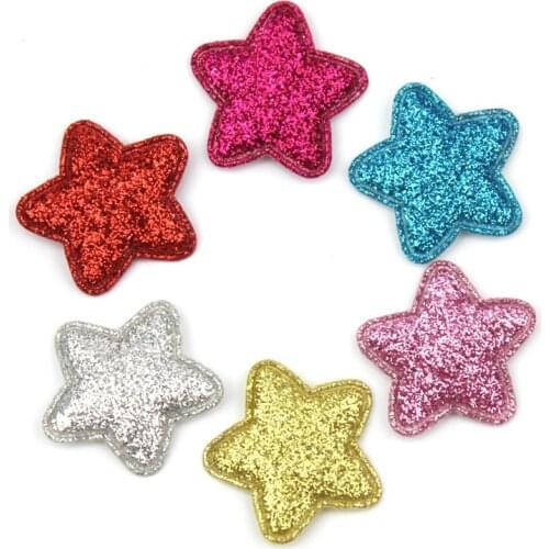 60Pcs 2.7cm Glitters Star shape Padded Appliqued For Children Headwear Accessories DIY patches stick-on bag jewelry decoration