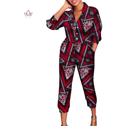 Africa Women Clothing Women Rompers Jumpsuit Riche Long Pants for Women High Waist Long Sleeve Bodysuit Bodycon Femme WY975