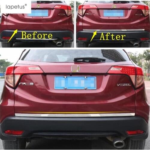 Lapetus Accessories Fit For Honda HR-V VEZEL 2014 - 2019 Rear Trunk Tailgate Door Cover Kit Decoration Garnish Strip Car Styling
