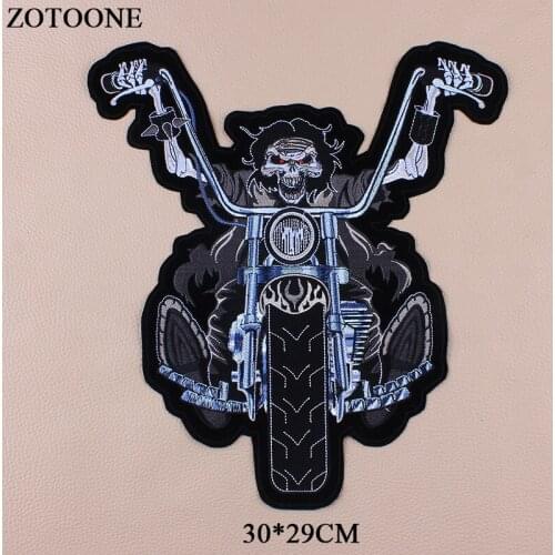 ZOTOONE Iron On Big Motorcycle Patches For Clothes Jacket Applique Embroidered Punk Rock Patch Stickers DIY Garment Accessory E
