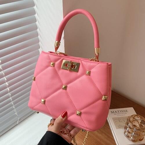 Brand Designer Diamond Lattice Hanbags Purses Rivet Women Crossbody Bags 2021 New Ladies Shoulder Messenger Bags High Quality