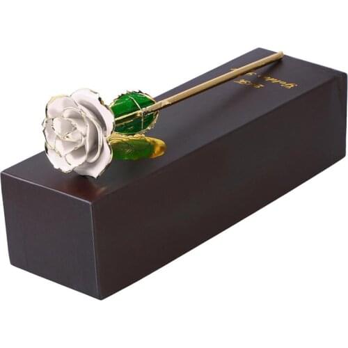 Blooming Lacquered 24K Gold Roses Plated Real Rose Birthday Valentines Day Anniversary Gift with Souvenir Bag