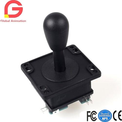 DIY Arcade HAPP Style Arcade Precision Joystick 2Pin Joystick BLACK Switchable From 8 Way Operation, Elliptical Black Handle