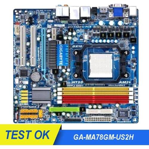 For Gigabyte GA-MA78GM-US2H MA78GM-US2H 780G Socket AM2 AM3 DDR2 SATA2 USB2.0 ATX Original Used Desktop Motherboard