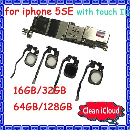For iphone 5SE original unlocked motherboard IOS System Top quality mainboard 16gb 32gb 64gb logic board with / no touch ID
