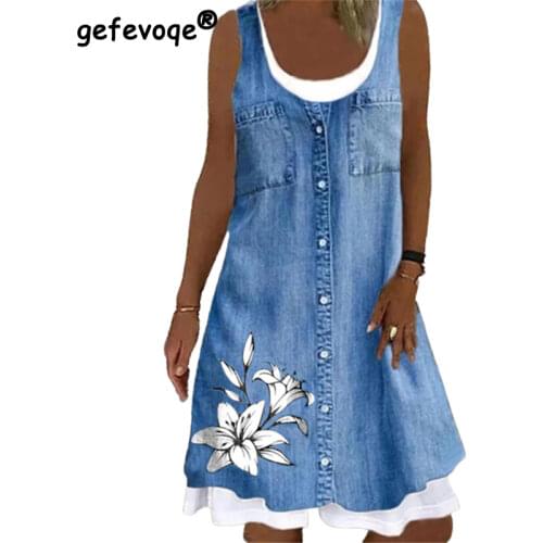 Gefevoqe Fashion Denim Dresses