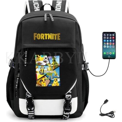 Fashion Canvas Backpack For Teenagers FORTNITES Game USB Charging schoolbag Unisex Daily Backpack