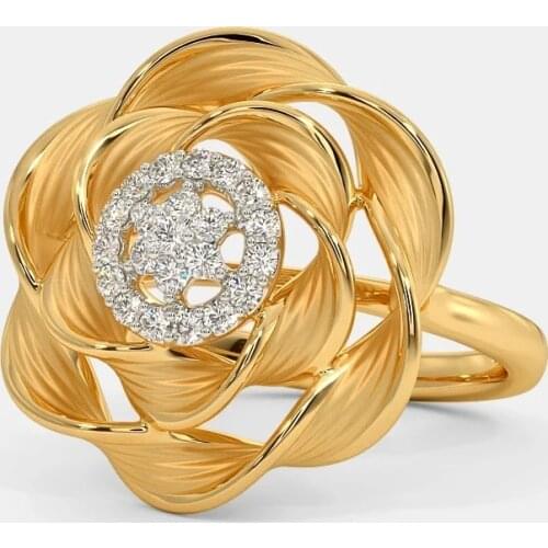 Classic Luxury Gold Color Hollow Rose Flower White Zircon Rings for Bride Wedding Band Engagement Ring Jewelry Gifts for Women