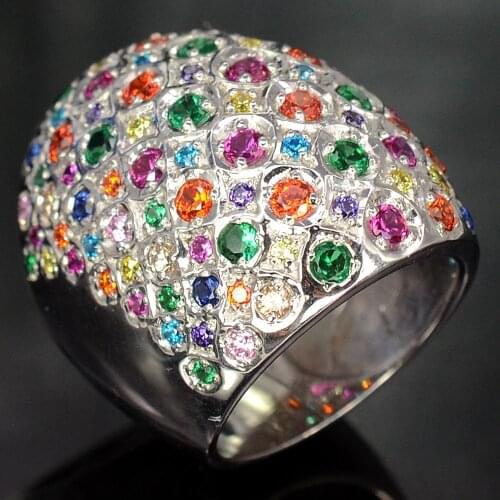 Luxury Big Women and Men Mixcolor Zircon Rings Set for Wedding Engagement Promise Bridal Jewelry