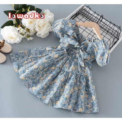 Lawadka New Summer Kids Girls Dress Print Floral Bow Dresses For Girls Fashion Princess Cotton Children Clothing 2021