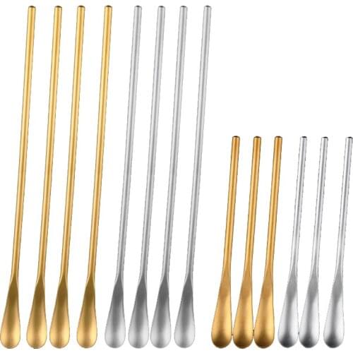 Stainless Steel Long Handled Mixing Spoon Coffee Ice Cream Stirring Teaspoon Honey Dessert Cocktail Barware Drinking Spoons Tool