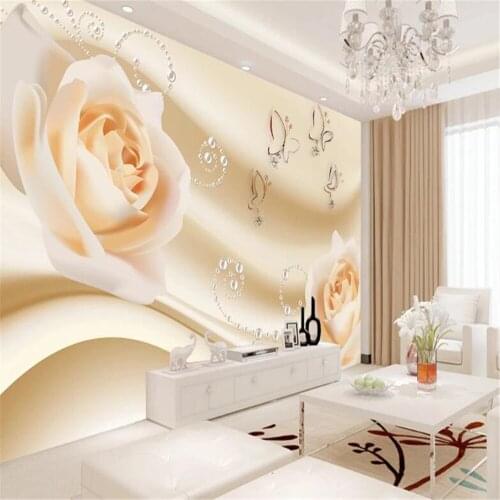 Milofi large non-woven wallpaper mural modern minimalist butterfly love flower pearl 3D TV background wall