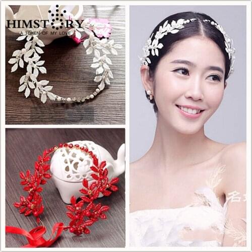 Fashion vintage red/white Olive branch style princess headpieces wedding hair accessories flower crystal accessories