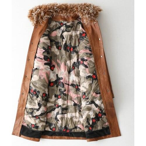 Real Leather Jacket Winter Coat Women Lamb Fur Collar Down Jacket Women Long Genuine Sheepskin Coat Chaqueta Mujer MY