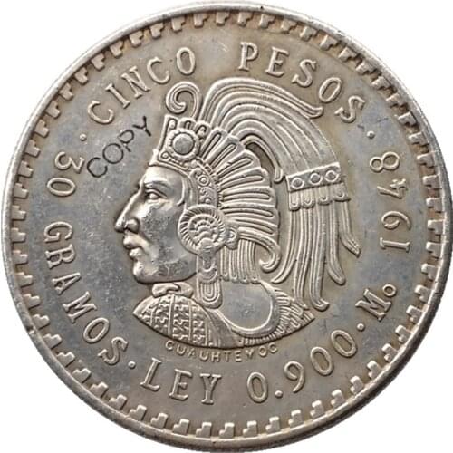 Uncirculated 1947 or 1948 Mexico 5 Pesos Silver Foreign Copy Coins