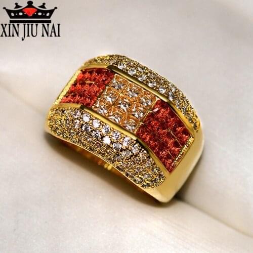 New luxury Fashion Group with Zircon Red Crystal Female Ring Celebrating Beautiful Jewelry Wedding Ring Engagement Banquet Gift