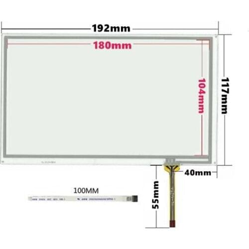 Original 8 inch 4 wire Resistive Touch Screen Panel For Car navigation HSD080IDW1-C00 AT080TN03 Touch Panel 192mm*117mm