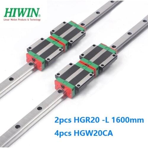 2pcs origial Hiwin rail HGR20 -L 1600mm linear guide + 4pcs HGW20CA HGW20CC flange carriage blocks for cnc router