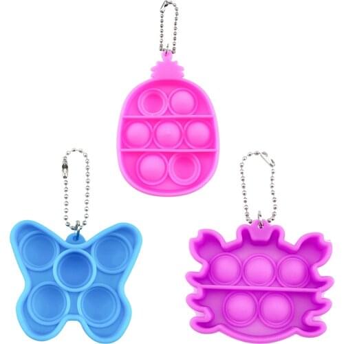 Push Bubble Sensory Pop Fidget Keychains Autism Relief Stress Adult Children Desktop Anti Stress Educational Pendant Toy