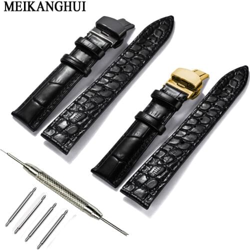 Watchband 18mm 19mm 20mm 21mm 22mm 24mm Soft Calf Genuine Leather Watch Strap Alligator Grain Watch Band for Tissot Seiko