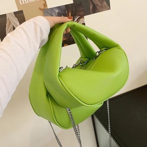 Solid Color Half Moon Tote Bag 2021 New PU Leather Womens Designer Handbag High Capacity Crossbody Bags Casual Travel Bag