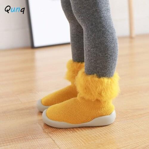 Thick Warm Plush Fall Winter Baby First Walkers 2021 New Cartoon Pattern Cute Newborns Girls Shoes Non-slip Infant Boys Shoe