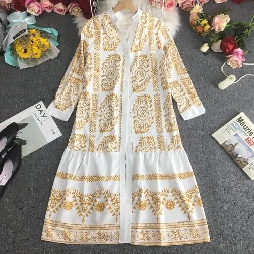 VANOVICH Pluz Size Womens Clothing Summer New 2021 Europe Casual Ladies Dress Printing Cotton Women Clothing