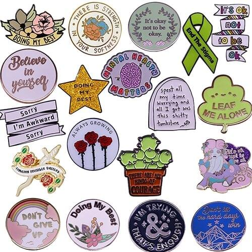 Inspiring Quote Believe in Yourself Doing My Best Positive Slogan Enamel Brooch Pins Badge Lapel Pin Alloy Metal Fashion Jewelry