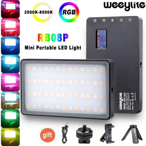 Weeylite RB08P RGB LED Camera Light Kit Full Color Mini Portable Video Light With Tripod 2500K-8500K CRI 95+ for Shooting Studio