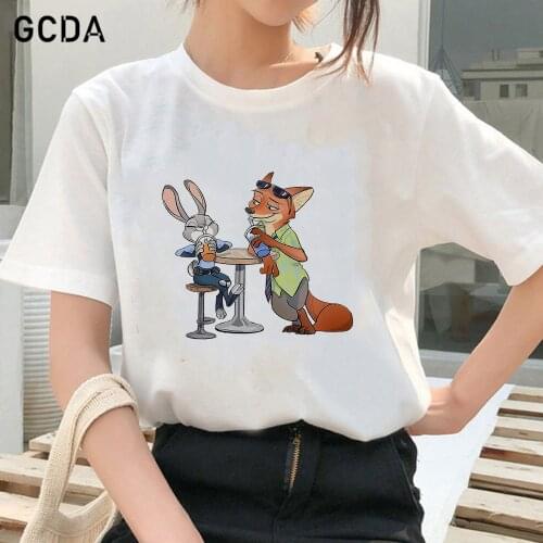 Womens T-Shirts Loose Rabbit Judy Fox Nick Tshirt Summer Harajuku Girls Tee Shirt Tops Fashion Kawaii Zootopia Clothing