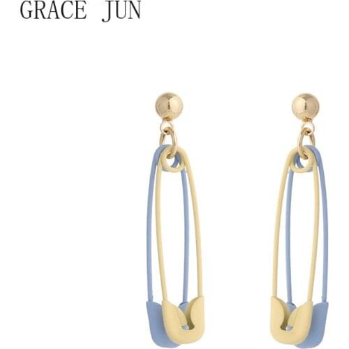 GRACE JUN Korea Style Double Paperclip Clip on Earrings No Pierced for Women Girl Party Fashion Simple Stud Earring Jewelry Gift