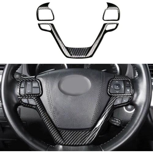 1Set Carbon Fiber Style Steering Wheel Frame Trim Cover For Toyota Highlander Steering Wheel Decoration 2015 - 2020 Auto Parts
