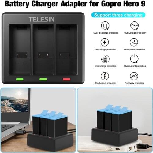 Charging Adapter For Gopro Hero 9 Accessories Smart Power Charging For Gopro Hero 9 Camera Accessories Traveling Portable Safe