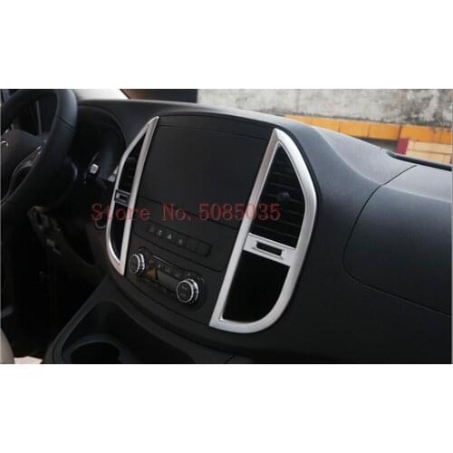 Accessories For Mercedes-Benz Vito W447 2014 2015 2016 2017 2PC ABS Middle Control Air Conditioning Panel Molding Cover Kit Trim
