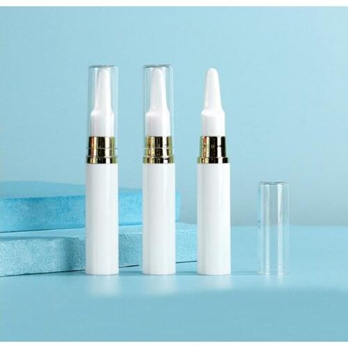 10ML white Plastic Airless Bottle gold Long Press Pump Clear lid Lotion/Emulsion/Eye Serum/Essence Skin Care Cosmetic Packing