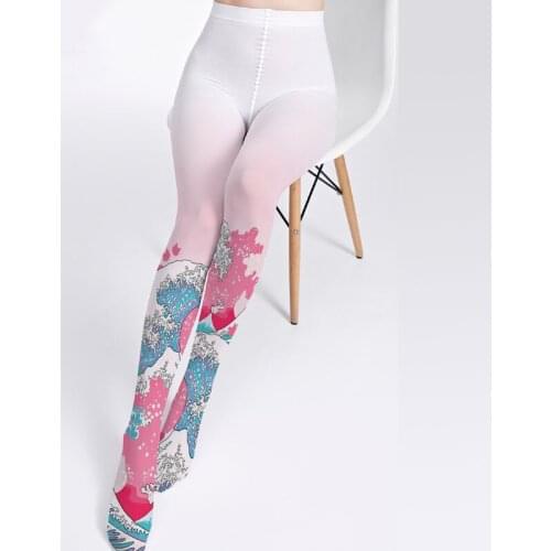Colorful Ukiyo Print Women Pantyhose Dropship And Bulk